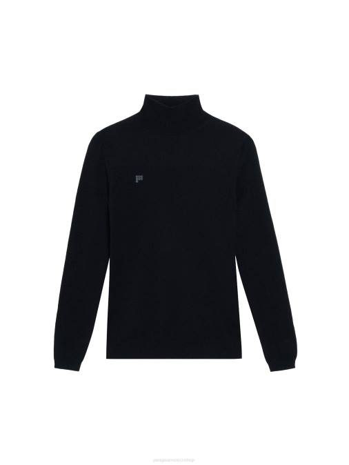mujer top ajustado de cachemira reciclada con cuello alto Pangaia negro ropa TDTH104