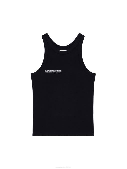 mujer camiseta sin mangas de algodón reciclado Pangaia negro ropa TDTH177