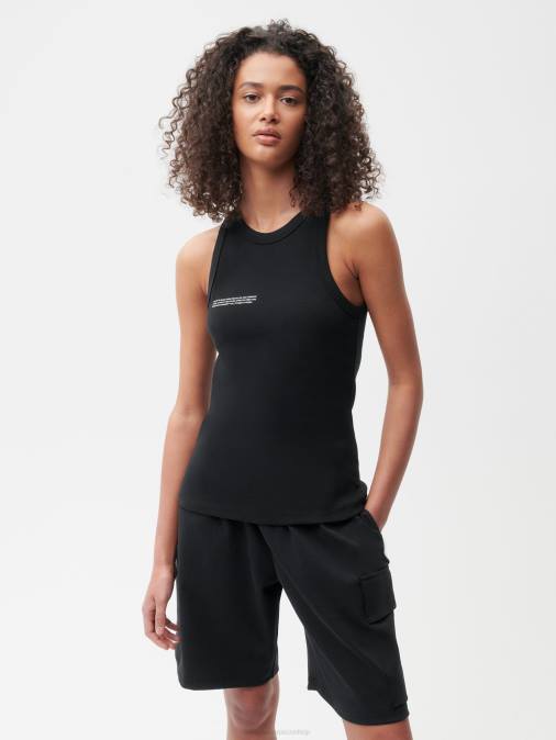 mujer camiseta sin mangas de algodón reciclado Pangaia negro ropa TDTH177
