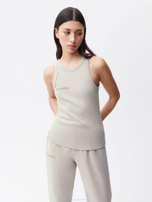 mujer camiseta sin mangas de algodón reciclado Pangaia piedra ropa TDTH125