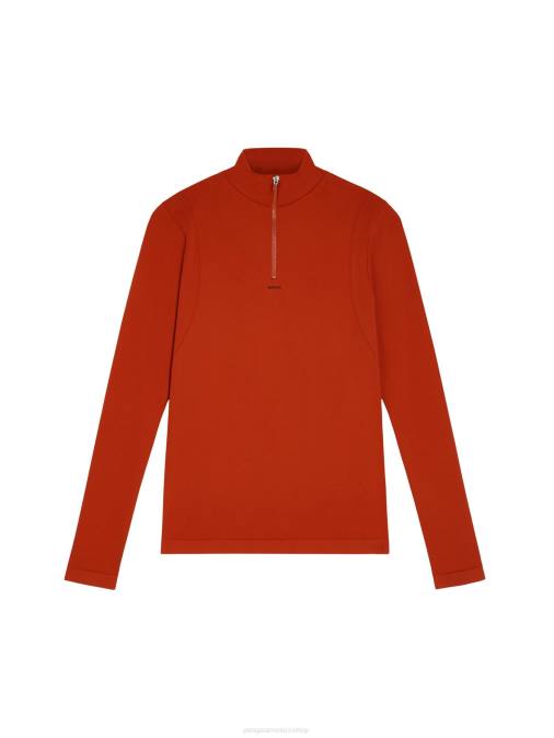 mujer top de manga larga con cremallera de motion x Pangaia rojo jaspe ropa TDTH146