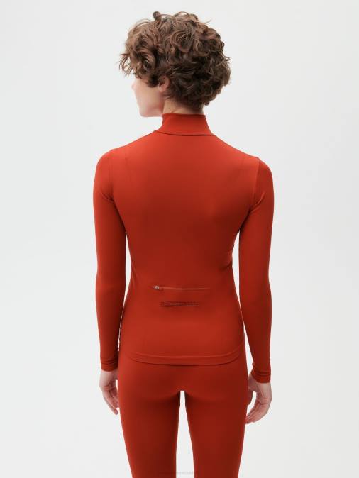 mujer top de manga larga con cremallera de motion x Pangaia rojo jaspe ropa TDTH146