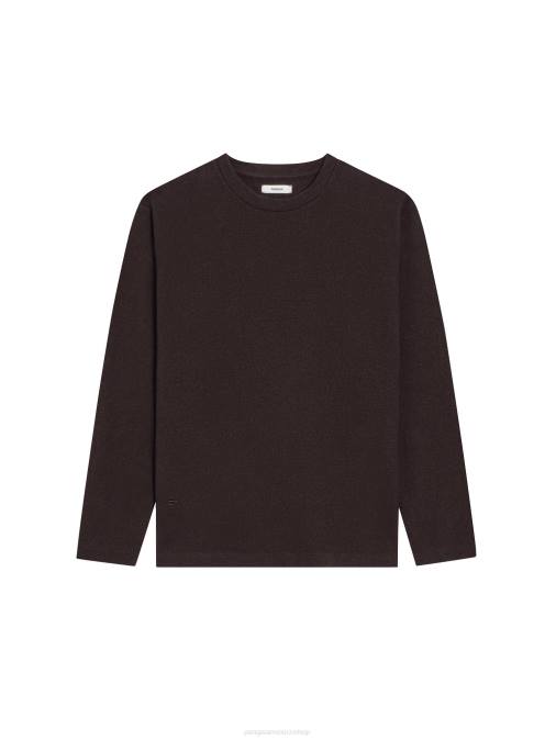 mujer top de manga larga de jersey de lana reciclada Pangaia Castaño ropa TDTH200