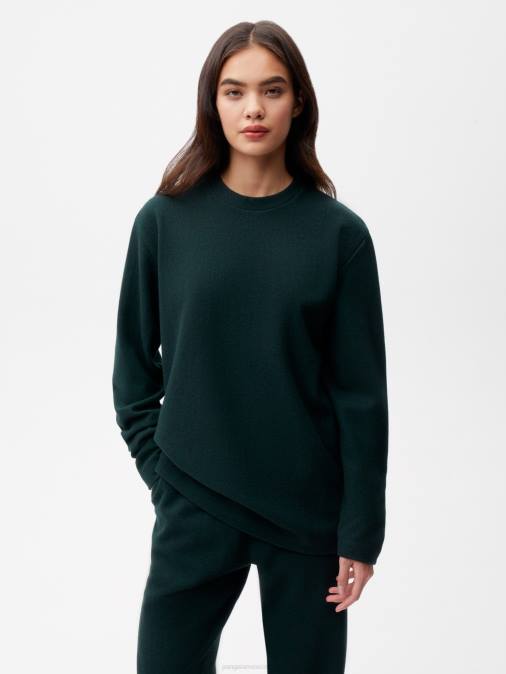 mujer top de manga larga de jersey de lana reciclada Pangaia follaje verde ropa TDTH140