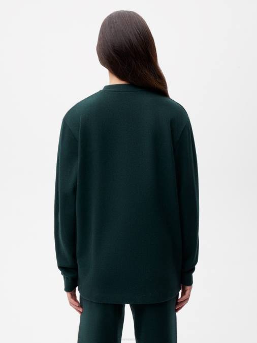 mujer top de manga larga de jersey de lana reciclada Pangaia follaje verde ropa TDTH140