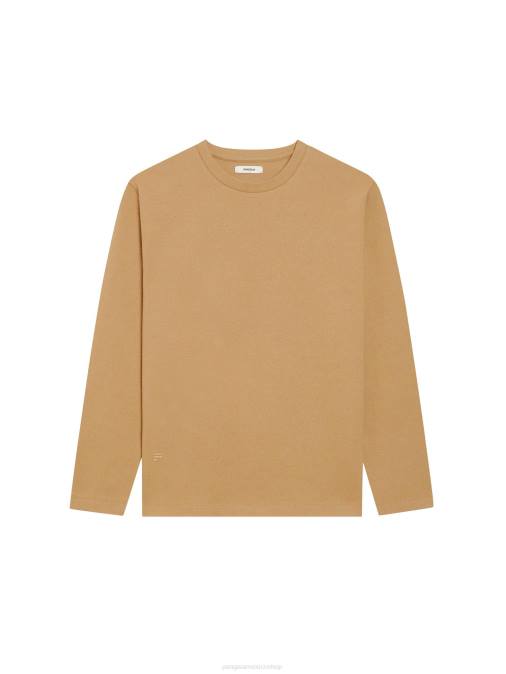 mujer top de manga larga de jersey de lana reciclada Pangaia marrón ropa TDTH206