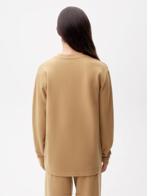 mujer top de manga larga de jersey de lana reciclada Pangaia marrón ropa TDTH206