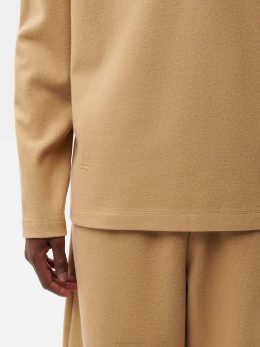 mujer top de manga larga de jersey de lana reciclada Pangaia marrón ropa TDTH206