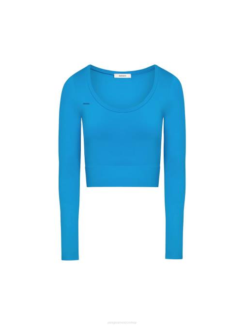 mujer top de manga larga de movimiento Pangaia azul cerúleo ropa TDTH218