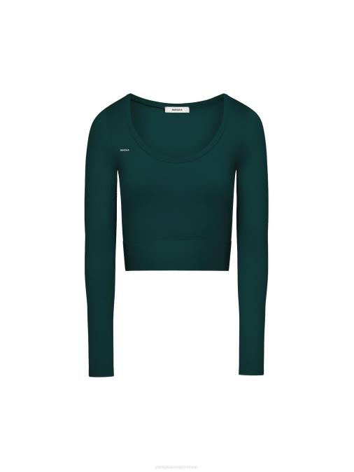 mujer top de manga larga de movimiento Pangaia follaje verde ropa TDTH190