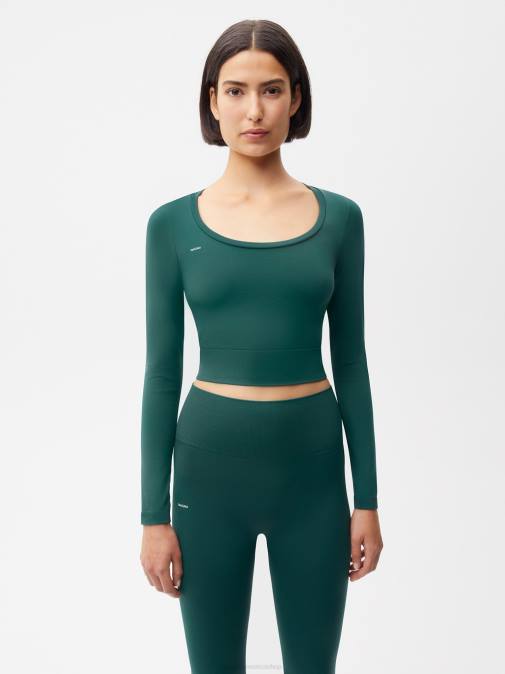 mujer top de manga larga de movimiento Pangaia follaje verde ropa TDTH190