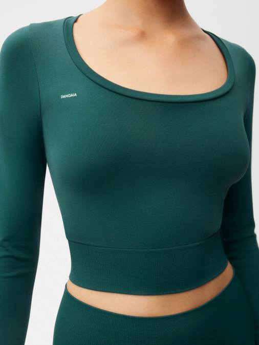 mujer top de manga larga de movimiento Pangaia follaje verde ropa TDTH190