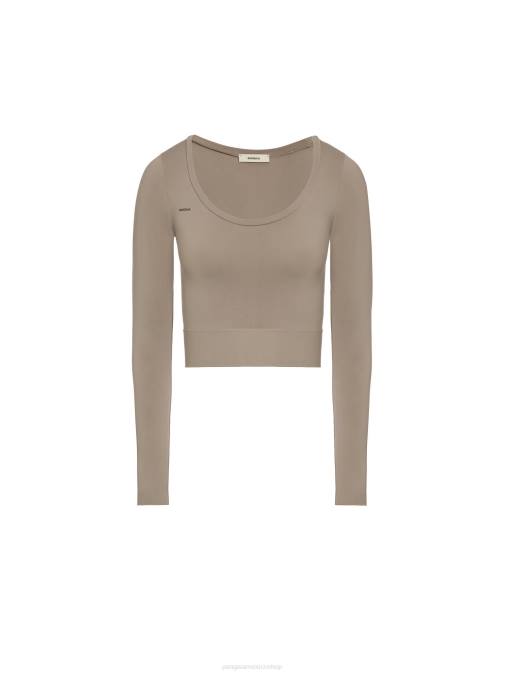 mujer top de manga larga de movimiento Pangaia gris pardo ropa TDTH189