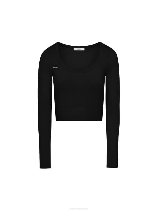 mujer top de manga larga de movimiento Pangaia negro ropa TDTH147