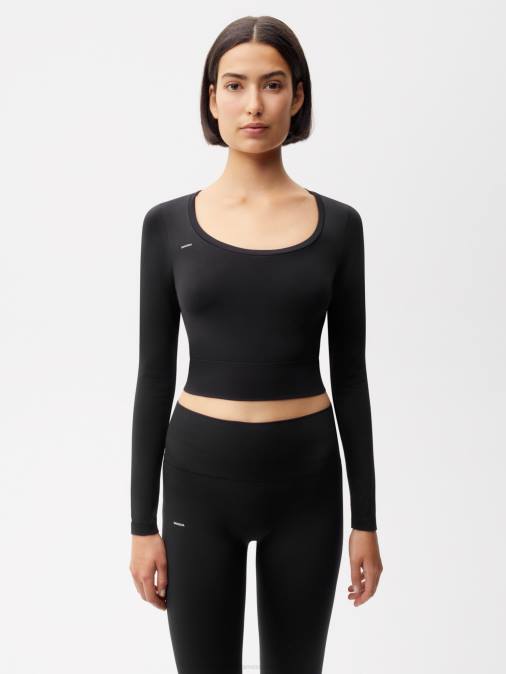 mujer top de manga larga de movimiento Pangaia negro ropa TDTH147