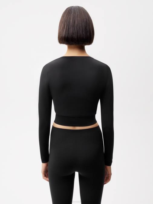 mujer top de manga larga de movimiento Pangaia negro ropa TDTH147