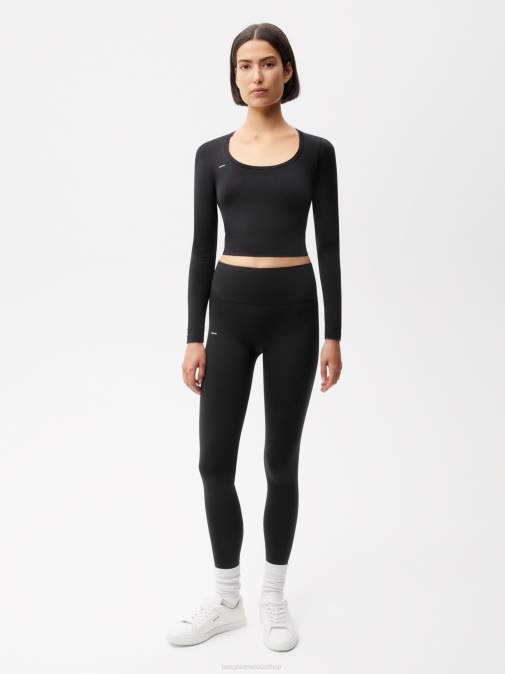 mujer top de manga larga de movimiento Pangaia negro ropa TDTH147