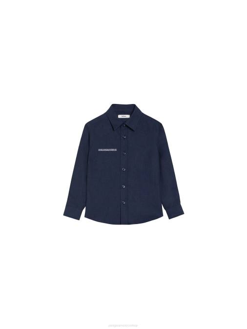 niños camisa de manga larga de lino con aloe Pangaia Azul marino ropa TDTH588