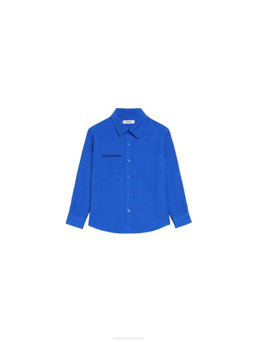 niños camisa de manga larga de lino con aloe Pangaia azul cobalto ropa TDTH586