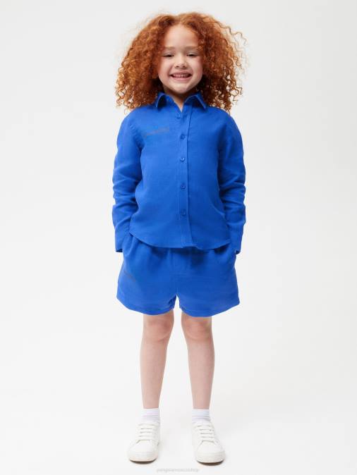 niños camisa de manga larga de lino con aloe Pangaia azul cobalto ropa TDTH586