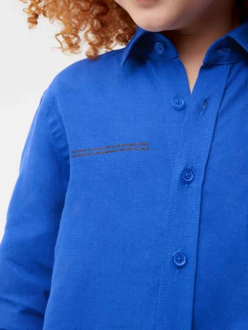 niños camisa de manga larga de lino con aloe Pangaia azul cobalto ropa TDTH586
