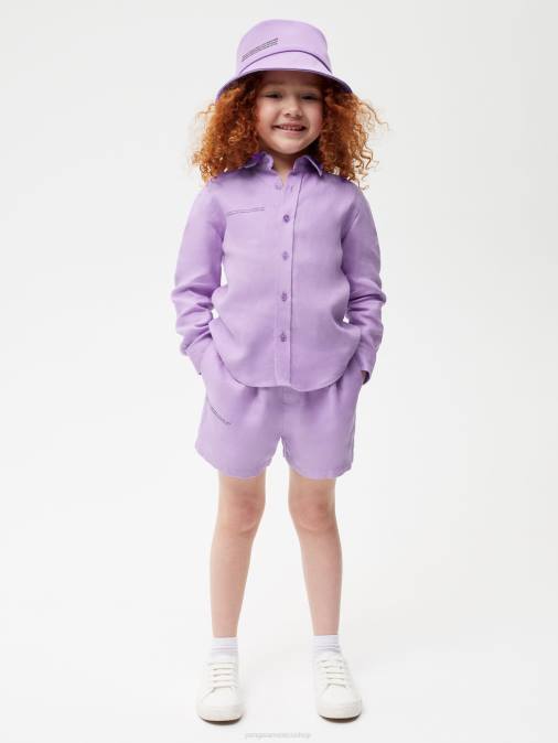 niños camisa de manga larga de lino con aloe Pangaia orquídea púrpura ropa TDTH603