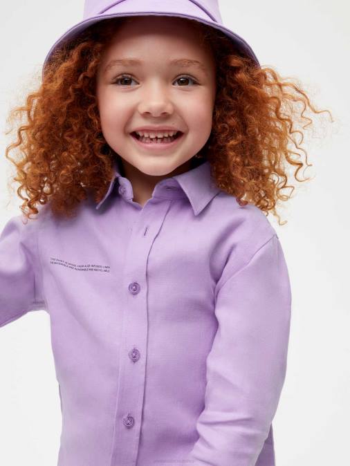 niños camisa de manga larga de lino con aloe Pangaia orquídea púrpura ropa TDTH603