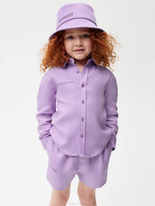 niños camisa de manga larga de lino con aloe Pangaia orquídea púrpura ropa TDTH603