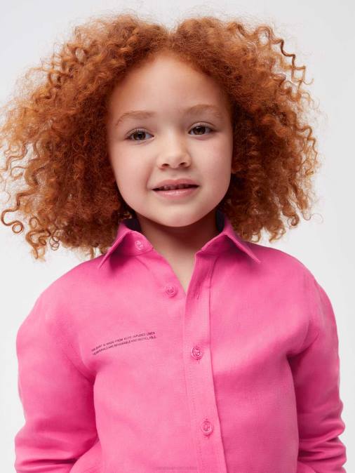niños camisa de manga larga de lino con aloe Pangaia rosa flamenco ropa TDTH583