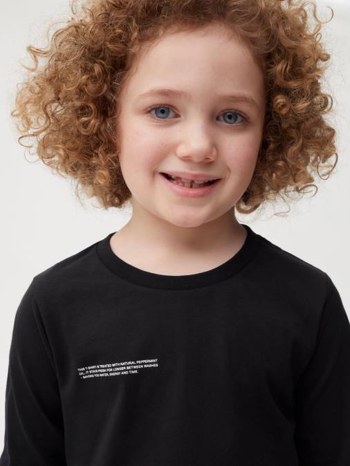 niños camiseta de manga larga 365 Pangaia negro ropa TDTH601
