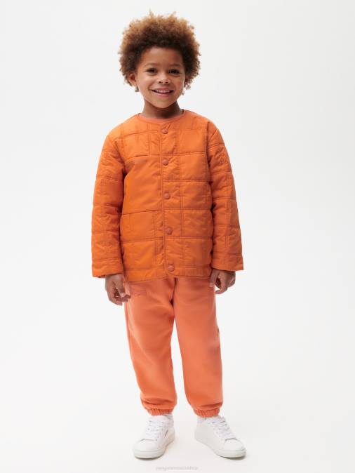 niños chaqueta acolchada sin cuello flwrdwn Pangaia naranja canela ropa TDTH650