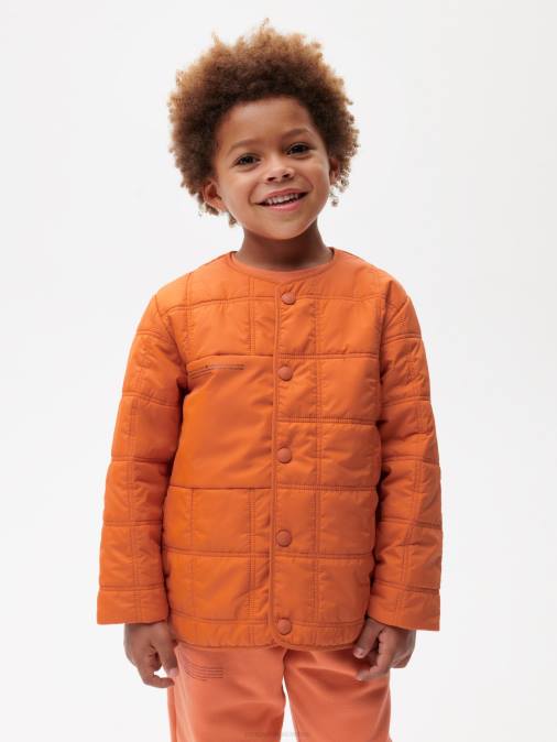 niños chaqueta acolchada sin cuello flwrdwn Pangaia naranja canela ropa TDTH650