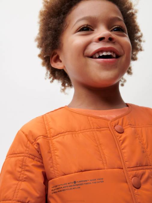 niños chaqueta acolchada sin cuello flwrdwn Pangaia naranja canela ropa TDTH650