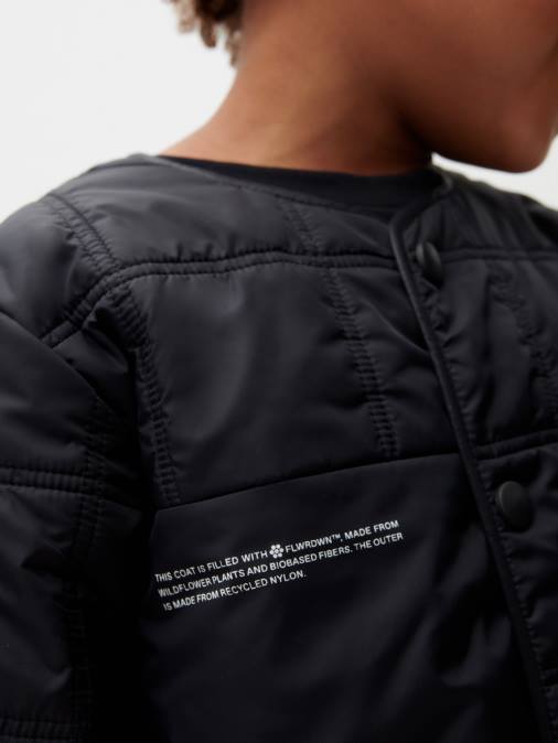 niños chaqueta acolchada sin cuello flwrdwn Pangaia negro ropa TDTH651