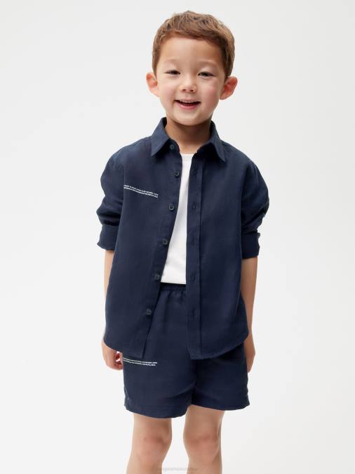 niños shorts de lino con aloe Pangaia Azul marino ropa TDTH623