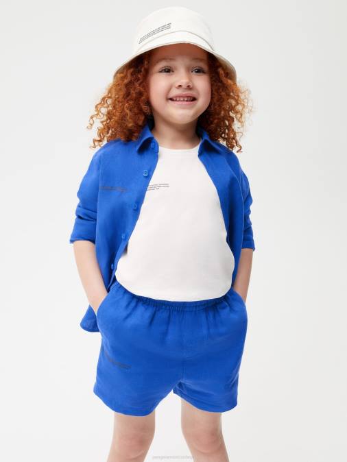 niños shorts de lino con aloe Pangaia azul cobalto ropa TDTH620