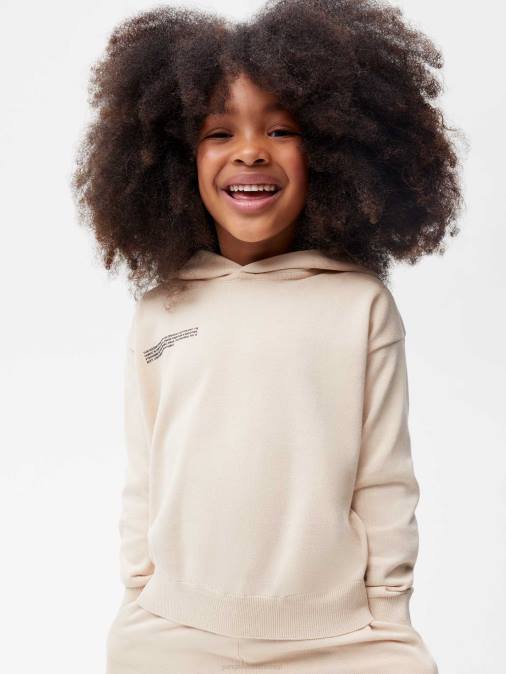 niños sudadera con capucha de punto de algodón orgánico Pangaia arena ropa TDTH559